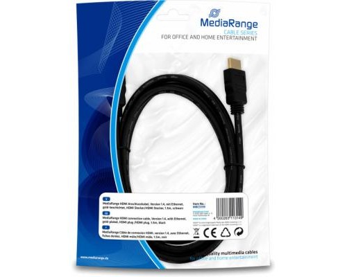 Кабель мультимедійний HDMI to HDMI 1.5m Mediarange (MRCS139) Кабель мультимедійний HDMI to HDMI 1.5m Mediarange (MRCS139)
