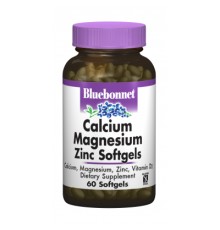 Вітамінно-мінеральний комплекс Bluebonnet Nutrition Кальцій Магній + Цинк, 60 желатинових капсул (BLB0700)