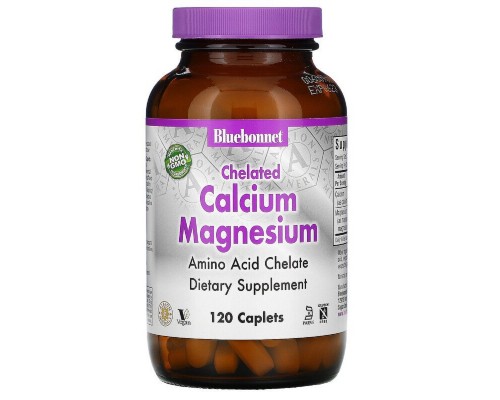 Мінерали Bluebonnet Nutrition Хелатний Кальцій та Магній, Chelated Calcium Magnesium, 120 (BLB-00661)