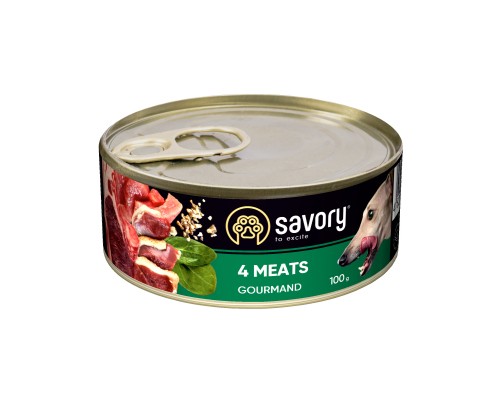 Консерви для собак Savory Dog Gourmand 4 види м'яса 100 г (4820232630372)