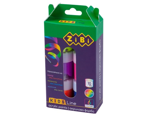 Акрилові фарби ZiBi KIDS Line NEON 6 кольорів по 10мл (ZB.6661)