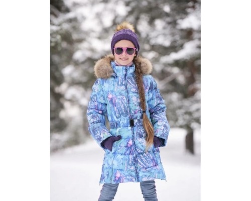 Пальто дитяче Huppa YASMINE 12020055 блакитний з принтом 146 (4741468965055)