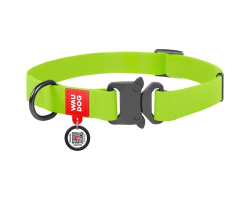 Нашийник для тварин WAUDOG Waterproof з QR паспортом XL Ш 25 мм Д 35-58 см(салатовий) (27845)