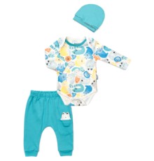 Набір дитячого одягу Miniworld з котиками (16317-62B-mint)