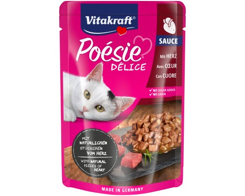 Вологий корм для кішок Vitakraft Poésie Délice pouch серця в соусі 85 г (4008239352897)
