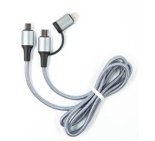 Дата кабель USB-C to USB-C/Lightning 1.0m gray Dengos (NTK-TC-TCL-GREY)