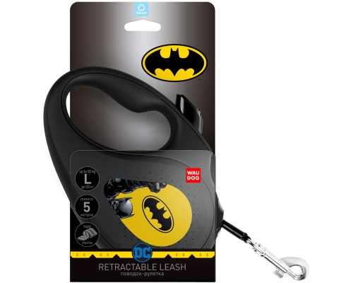 Повідок для собак WAUDOG R-leash Бетмен Жовтий світловідбиваюча стрічка M 5 м (8125-1002-01)