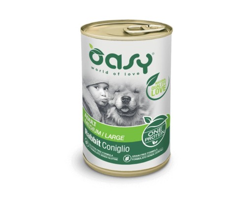 Консерви для собак OASY One Animal Protein ADULT Medium/Large з кроликом 400 г (8053017342382)
