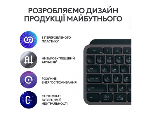Клавіатура Logitech MX Keys S Plus Palmrest Wireless UA Graphite (920-011589)