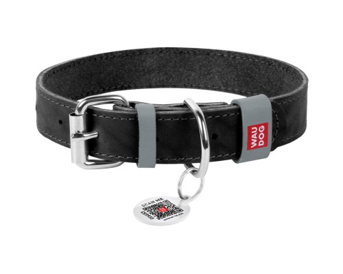 Нашийник для тварин WAUDOG Classic шкіряний 35 мм х 46-60 см чорний (02391)