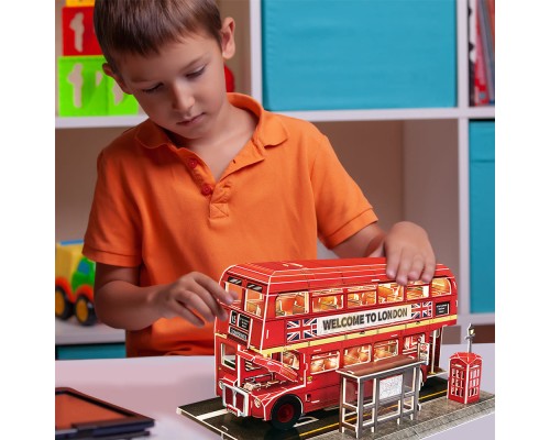 Пазл Cubic Fun Тривимірна головоломка-конструктор City Line Лондонський автобус з LED підсвіткою (L538h)