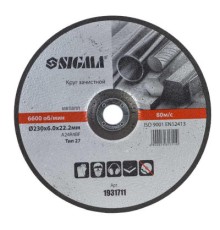 Круг зачистний Sigma по металу 230x6.0x22.2мм, 6600об/хв (1931711)