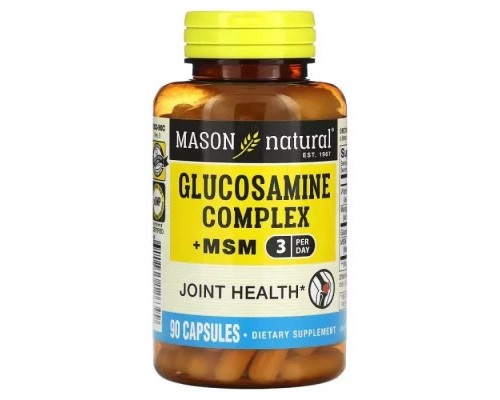 Вітамінно-мінеральний комплекс Mason Natural Комплекс глюкозаміну з ЧСЧ, Glucosamine Complex + MSM, 90 капсул (MAV-12639)