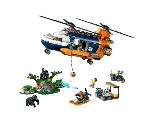Конструктор LEGO City Вертоліт у базовому таборі для дослідження джунглів (60437)