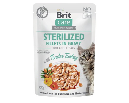 Вологий корм для кішок Brit Care Sterilized Fillets in Gravy Tender Turkey (8595602565306)