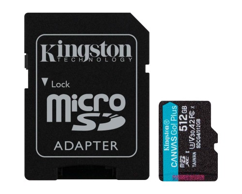 Карта пам'яті Kingston 512GB microSDXC сlass 10 UHS-I U3 V30 A2 Canvas Go Plus G4 (SDCG4/512GB)