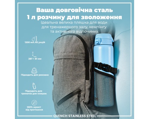 Пляшка для води ION8 OneTouch Stainless Steel 1200 мл Alaskan Blue (I8SS1000ABLU2)