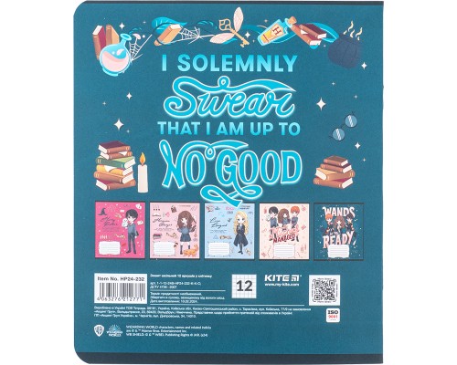 Зошит Kite Harry Potter, 12 аркушів, клітинка (HP24-232)