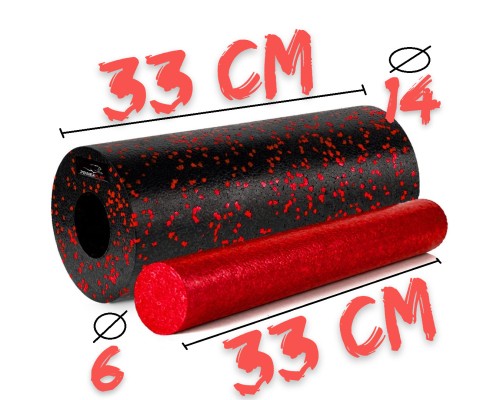 Масажний ролик PowerPlay PP-4348 2 in 1 EPP Foam Roller 33x14см Чорно/Червоний (PP_4348_Red_(33*14))
