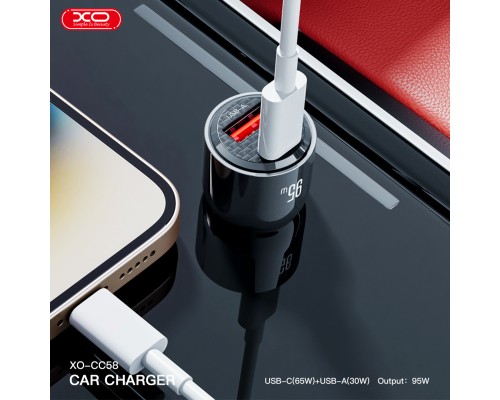 Зарядний пристрій XO CC58 USB-C PD65W + USB-A 30W Gray (CC58_Tarnish)