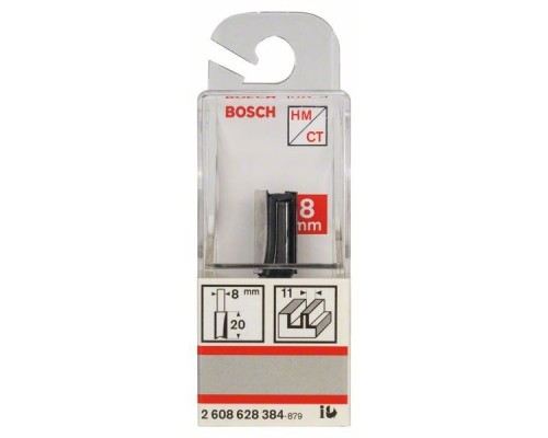 Фреза Bosch Professional пазова з двома лезами, Std, S8, D11, L20 (2.608.628.384)