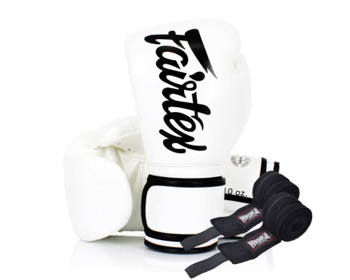 Боксерські рукавички Fairtex BGV14 White 10 унцій (бинти в комплекті) (BGV14_10oz_White)