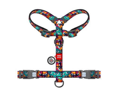Шлея для собак WAUDOG Nylon анатомічна H-подібна з QR-паспортом 