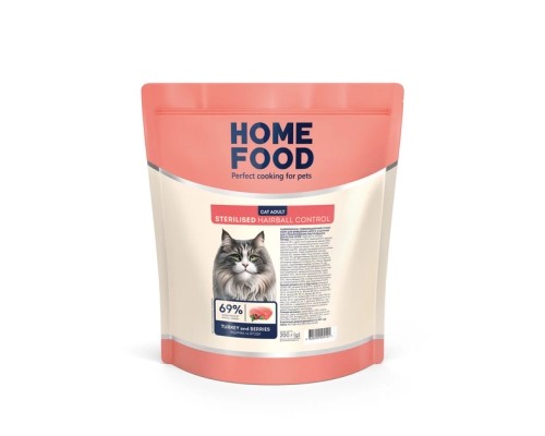 Сухий корм для кішок Home Food Hairball control For sterilised з індичкою та ягодами 200 г (4820290090101)
