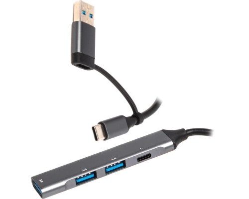 Концентратор Maxxter USB-C + USB-A to 1xUSB 3.0 + 2xUSB 2.0 + 1xUSB-C (HU3C-4P1CN-01)