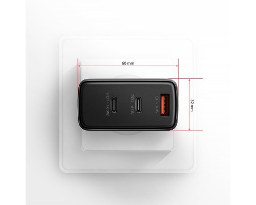 Зарядний пристрій AXAGON 1xUSB + 2xUSB-C 100W QC4+ PD3.0 PPS black (ACU-DPQ100)