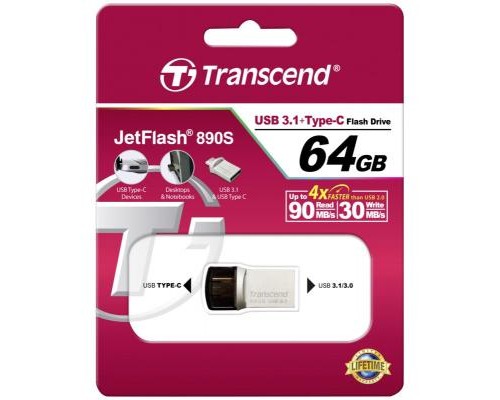 USB флеш накопичувач Transcend 64GB JetFlash 890S USB 3.1 (TS64GJF890S) 