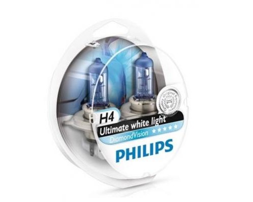 Автолампа Philips H4 Diamond Vision, 5000K, 2шт (12342DVS2)
