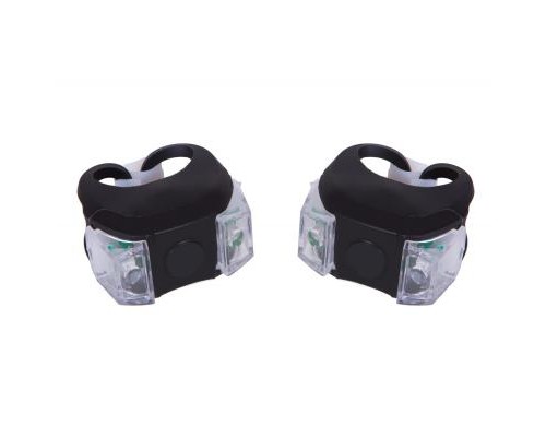 Комплект велофар Velotrade мигалка 2шт BC-RL8002 белый+красный свет LED, черный корпус (L-021)