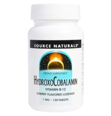 Вітамін Source Naturals Вітамін B12, 1 мг, Гідроксокобаламін, смак вишні, Hydroxocob (SNS-02655)
