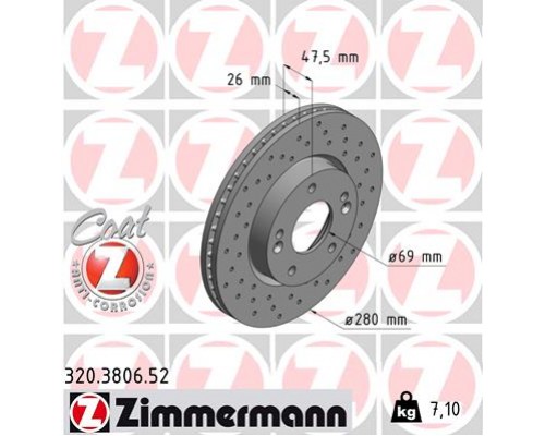 Гальмівний диск ZIMMERMANN 320.3806.52