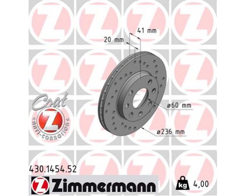 Гальмівний диск ZIMMERMANN 430.1454.52