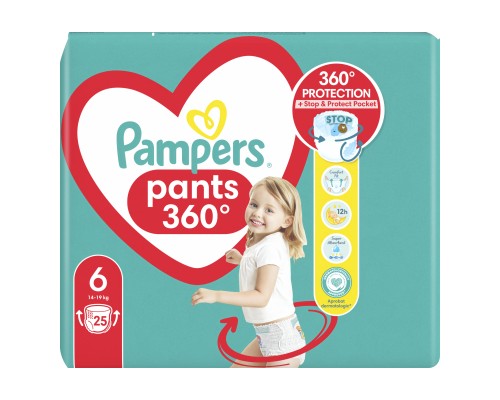 Підгузки Pampers трусики Pants Giant Розмір 6 (14-19 кг) 25 шт (8006540069745)