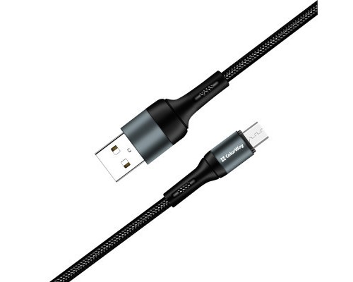 Дата кабель USB 2.0 AM to Micro 5P 1.0m nylon black ColorWay (CW-CBUM045-BK)