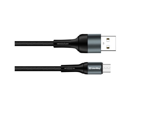 Дата кабель USB 2.0 AM to Micro 5P 1.0m nylon black ColorWay (CW-CBUM045-BK)