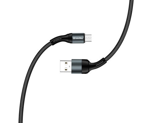 Дата кабель USB 2.0 AM to Micro 5P 1.0m nylon black ColorWay (CW-CBUM045-BK)