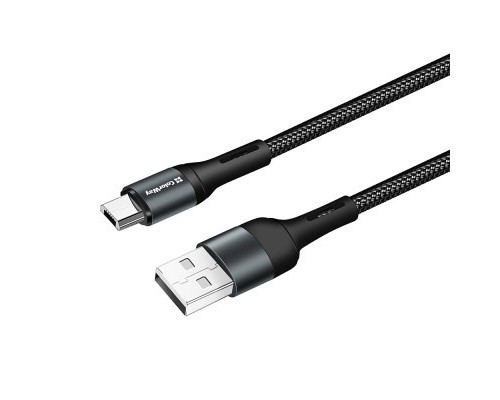 Дата кабель USB 2.0 AM to Micro 5P 1.0m nylon black ColorWay (CW-CBUM045-BK)