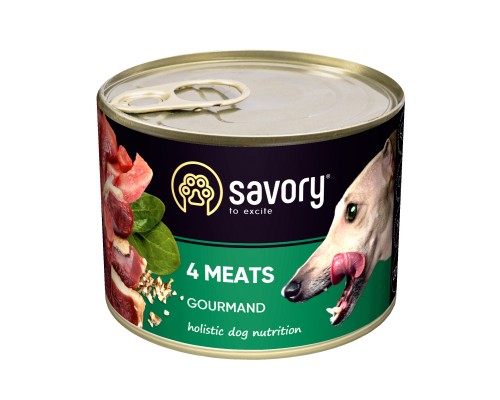 Консерви для собак Savory Dog Gourmand 4 види м'яса 200 г (4820232630389)
