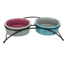 Посуд для котів Trixie Eat on Feet підставка з мисками 300 мл/12 см (яскраві) (4047974247914)
