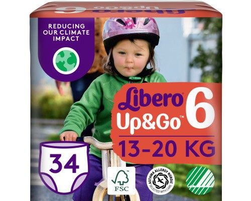 Підгузки Libero Up&Go Розмір 6 (13-20 кг) 34 шт (7322541742861)