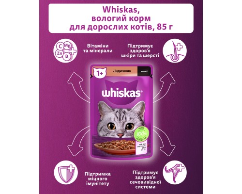 Вологий корм для кішок Whiskas Індичка в соусі 85 г (5900951302077)