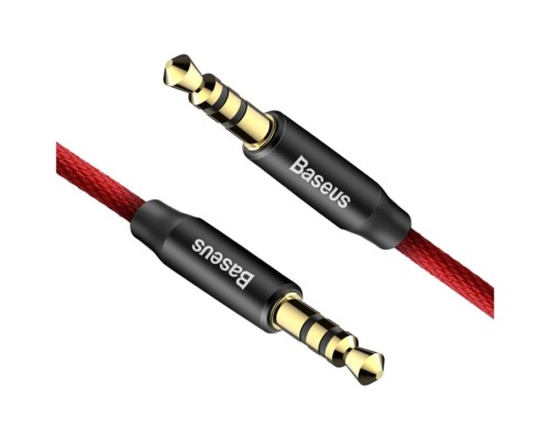 Кабель мультимедійний Jack 3.5mm Yiven M30 M/M 1.5m red-black Baseus (CAM30-C91)