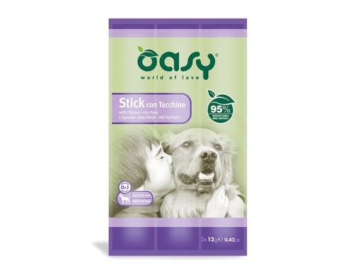 Ласощі для собак OASY Stick м’ясні палички з індичкою 36 г (8054329510261)