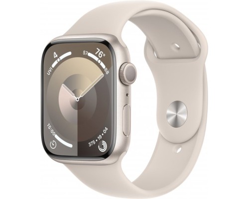 Смарт-годинник Apple Watch Series 9 GPS 45mm Starlight Aluminium Case with Starlight Sport Band - S/M (MR963QP/A)