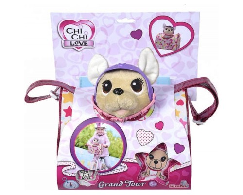 М'яка іграшка Chi Chi Love Собачка Перевезення з сумочкою та захисним шоломом 20 см (5890036)