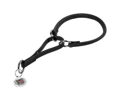 Нашийник для тварин WAUDOG Soft з QR паспортом, круглий, Ш 6 мм Д 21-30 см чорний (75271)